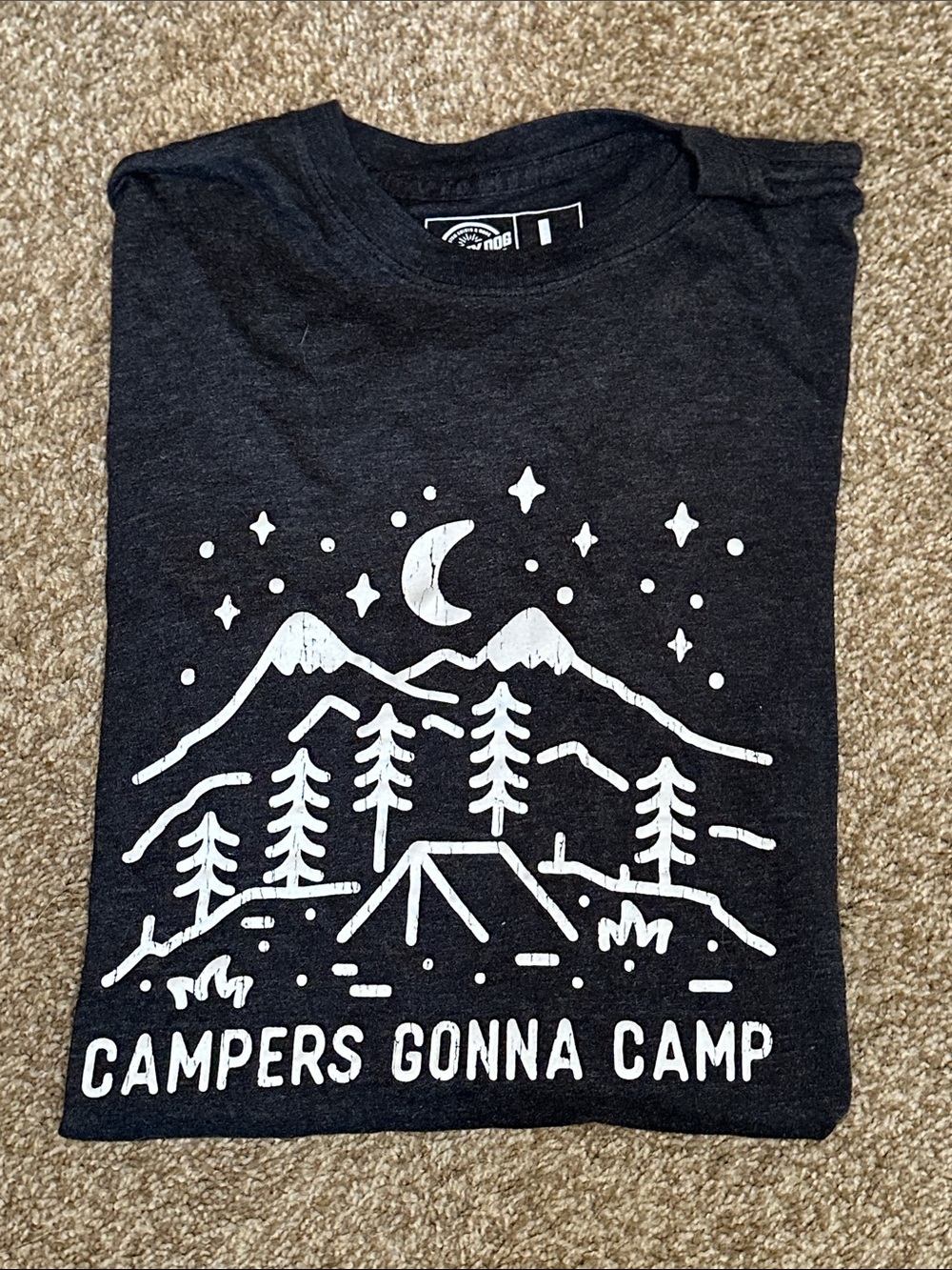 Campers Gonna Camp Graphic Tee - Black with White Print